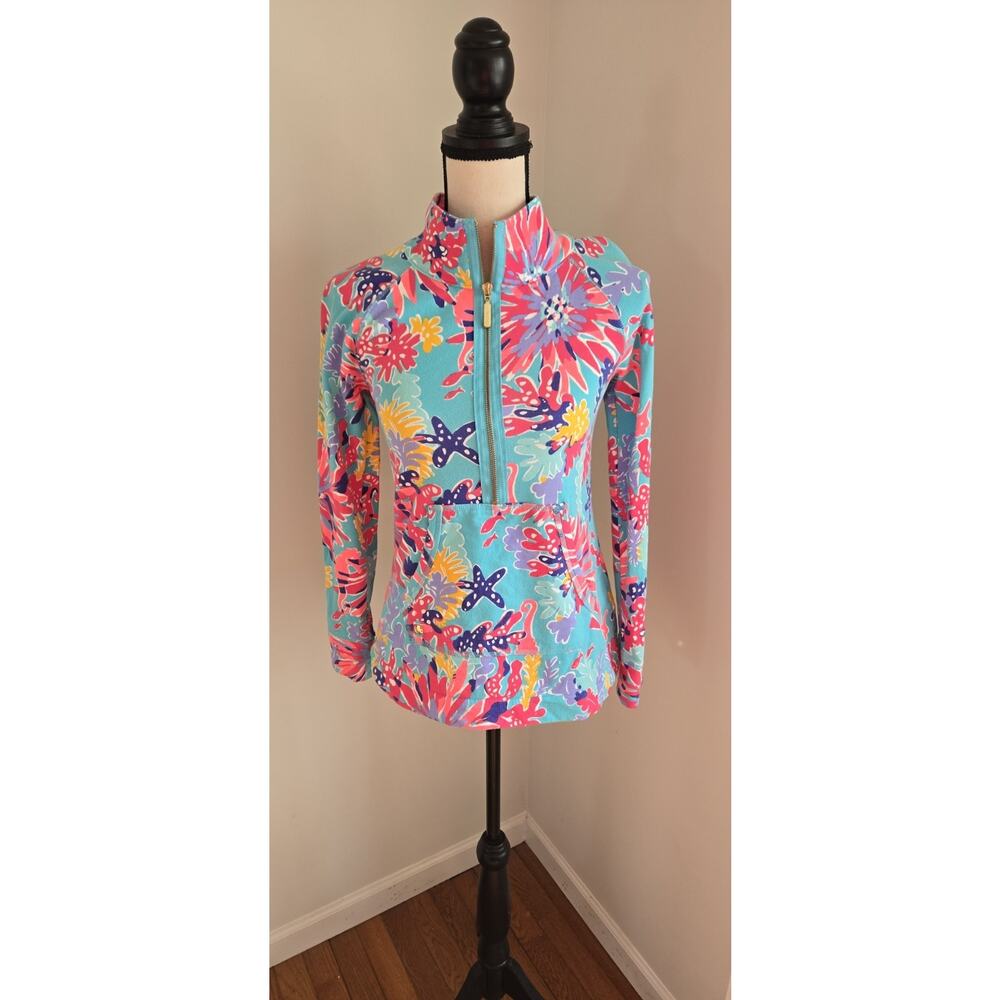 Lilly Pulitzer Sz XS SKIPPER Popover Trippin And Sippin Sweatshirt Pullover Top